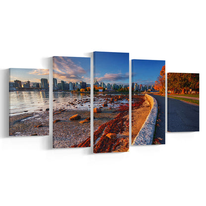 Vancouver Art Vancouver Wall Art, Vancouver Canvas, Vancouver Skyline, Vancouver Print, 5 Piece Large Cavas Print Wall Art