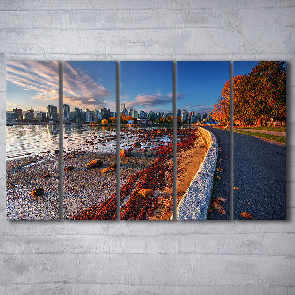 Vancouver Art Vancouver Wall Art, Vancouver Canvas, Vancouver Skyline, 5 Piece B Extra Large Cavas Print Wall Art Decor