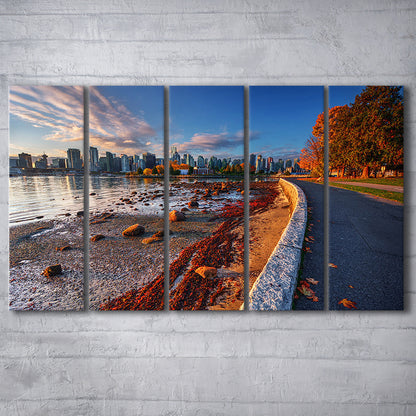 Vancouver Art Vancouver Wall Art, Vancouver Canvas, Vancouver Skyline, 5 Piece B Extra Large Cavas Print Wall Art Decor