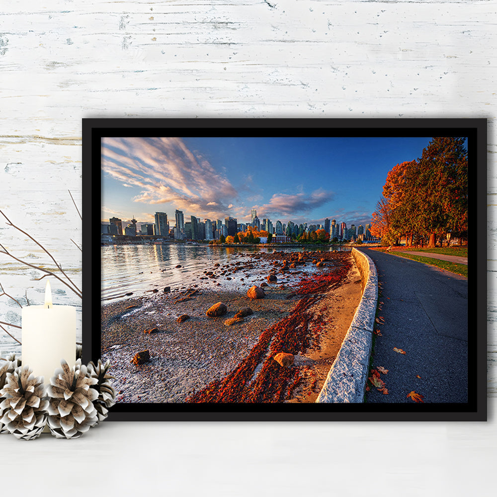 Vancouver Art Vancouver Wall Art, Vancouver Canvas, Vancouver Skyline, Framed Cavas Print, Floating Frame