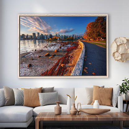 Vancouver Art Vancouver Wall Art, Vancouver Canvas, Vancouver Skyline, Framed Cavas Print, Floating Frame