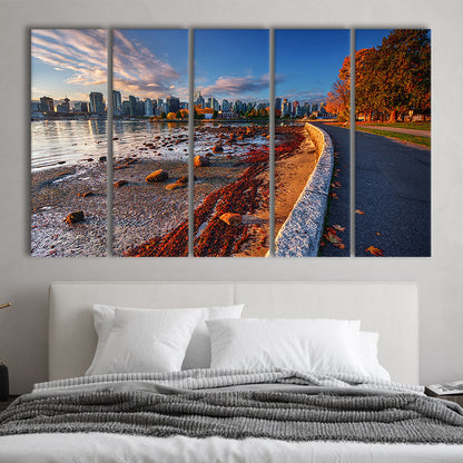 Vancouver Art Vancouver Wall Art, Vancouver Canvas, Vancouver Skyline, 5 Piece B Extra Large Cavas Print Wall Art Decor