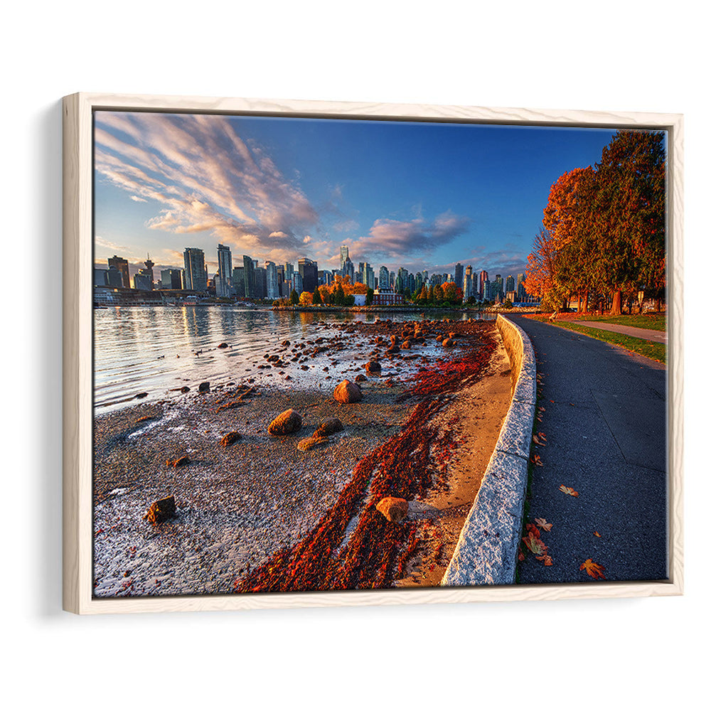 Vancouver Art Vancouver Wall Art, Vancouver Canvas, Vancouver Skyline, Framed Cavas Print, Floating Frame