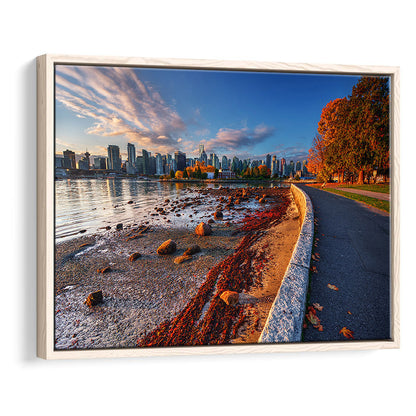 Vancouver Art Vancouver Wall Art, Vancouver Canvas, Vancouver Skyline, Framed Cavas Print, Floating Frame