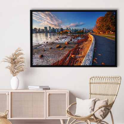Vancouver Art Vancouver Wall Art, Vancouver Canvas, Vancouver Skyline, Framed Cavas Print, Floating Frame