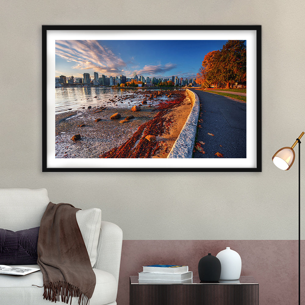 Vancouver Art Vancouver Wall Art, Vancouver, Vancouver Skyline, Vancouver Print, Framed Art Print White Border