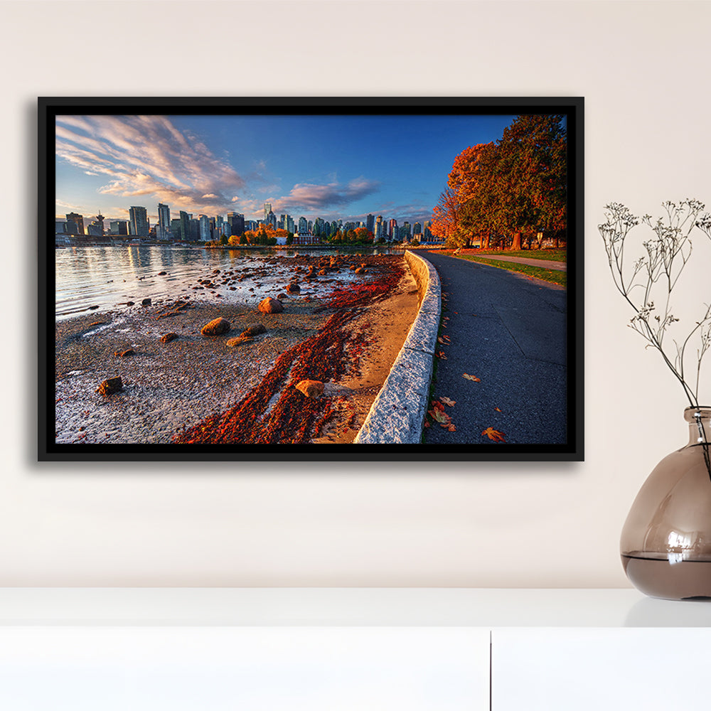 Vancouver Art Vancouver Wall Art, Vancouver Canvas, Vancouver Skyline, Framed Cavas Print, Floating Frame
