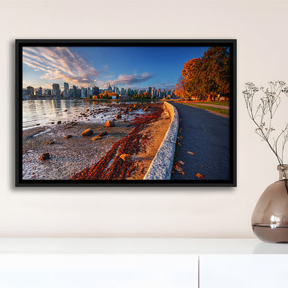Vancouver Art Vancouver Wall Art, Vancouver Canvas, Vancouver Skyline, Framed Cavas Print, Floating Frame
