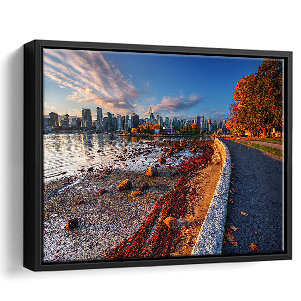 Vancouver Art Vancouver Wall Art, Vancouver Canvas, Vancouver Skyline, Framed Cavas Print, Floating Frame