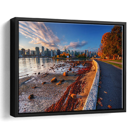 Vancouver Art Vancouver Wall Art, Vancouver Canvas, Vancouver Skyline, Framed Cavas Print, Floating Frame