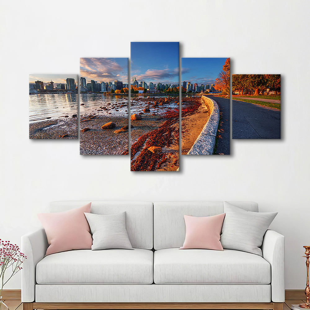 Vancouver Art Vancouver Wall Art, Vancouver Canvas, Vancouver Skyline, Vancouver Print, 5 Piece Large Cavas Print Wall Art