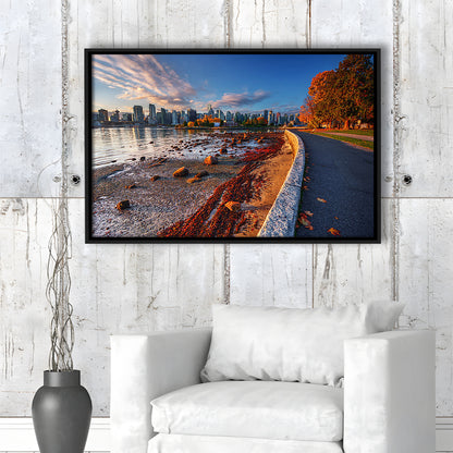 Vancouver Art Vancouver Wall Art, Vancouver Canvas, Vancouver Skyline, Framed Cavas Print, Floating Frame