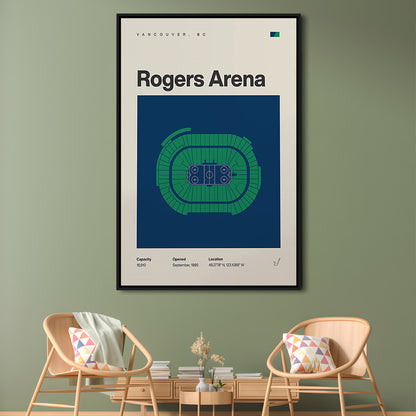 Vancouver Canucks Stadium Print, Rogers Arena Stadium Print, Man Cave Gift, Floating Framed Canvas Print Wall Art