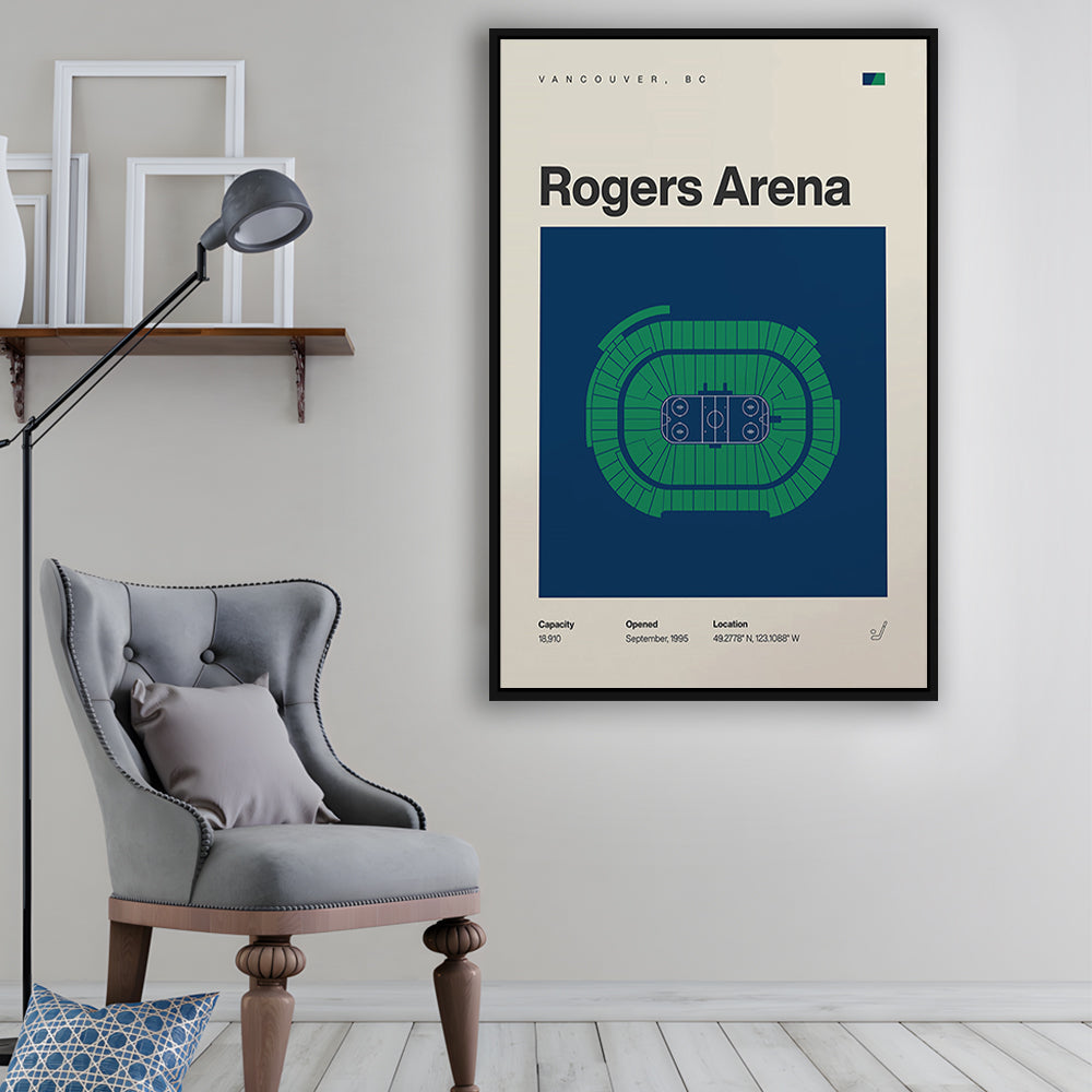 Vancouver Canucks Stadium Print, Rogers Arena Stadium Print, Man Cave Gift, Floating Framed Canvas Print Wall Art