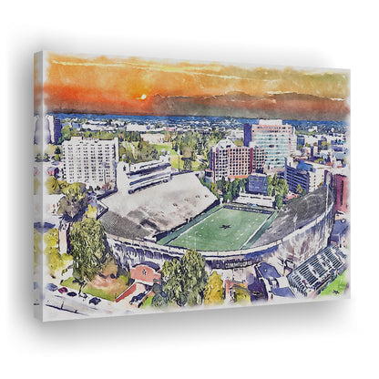 Vanderbilt Commodores, Vanderbilt Stadium at Dudley Field Watercolor, Sport Art, Gifts for him, Canvas Print Wall Art