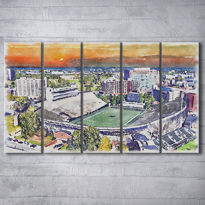 Vanderbilt Commodores, Vanderbilt Stadium at Dudley Field Watercolor, Sport Art, Extra Large Canvas Print Wall Art
