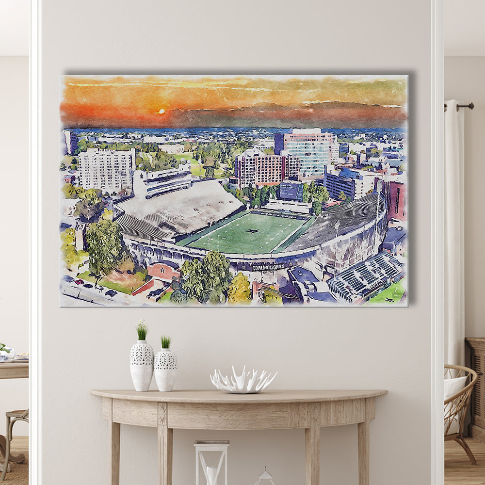 Vanderbilt Commodores, Vanderbilt Stadium at Dudley Field Watercolor, Sport Art, Gifts for him, Canvas Print Wall Art