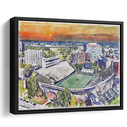 Vanderbilt Commodores, Vanderbilt Stadium at Dudley Field Watercolor, Sport Gift Art, Framed Canvas Print Wall Art