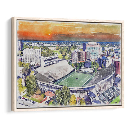Vanderbilt Commodores, Vanderbilt Stadium at Dudley Field Watercolor, Sport Gift Art, Framed Canvas Print Wall Art