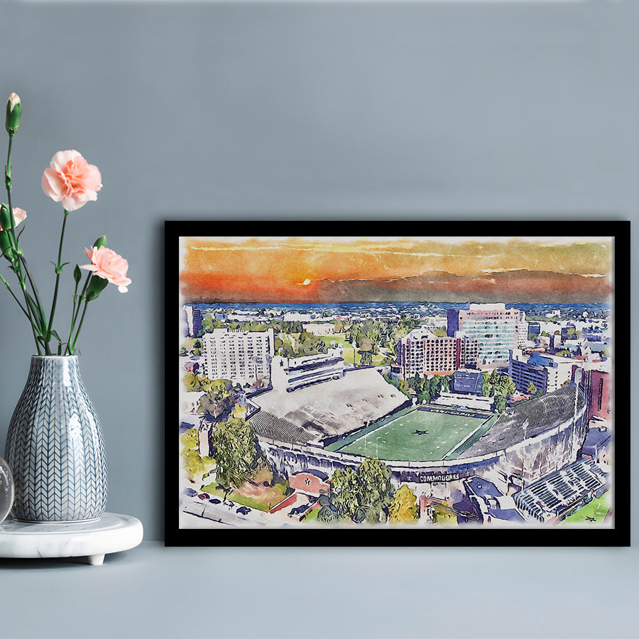 Vanderbilt Commodores, Vanderbilt Stadium at Dudley Field Watercolor, Sport Gift Art, Framed Art Print Wall Decor