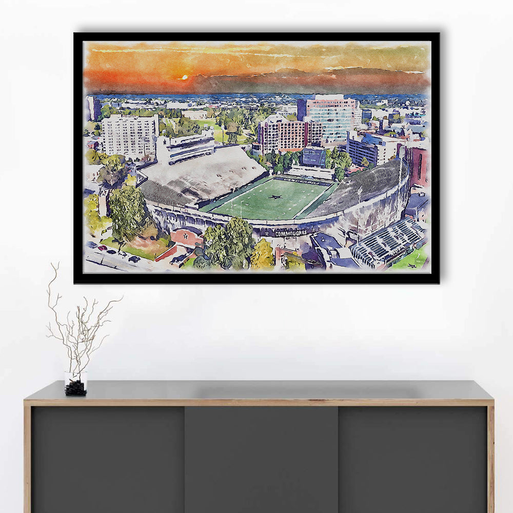 Vanderbilt Commodores, Vanderbilt Stadium at Dudley Field Watercolor, Sport Gift Art, Framed Art Print Wall Decor