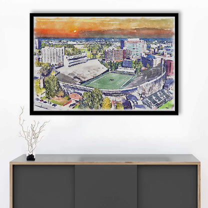 Vanderbilt Commodores, Vanderbilt Stadium at Dudley Field Watercolor, Sport Gift Art, Framed Art Print Wall Decor