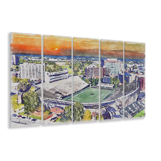 Vanderbilt Commodores, Vanderbilt Stadium at Dudley Field Watercolor, Sport Art, Extra Large Canvas Print Wall Art