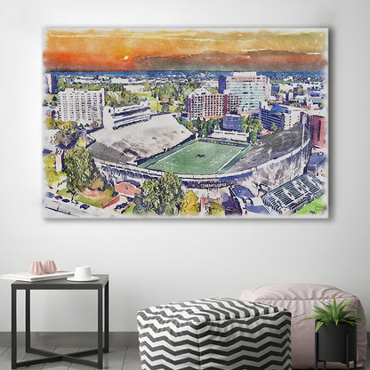 Vanderbilt Commodores, Vanderbilt Stadium at Dudley Field Watercolor, Sport Art, Gifts for him, Canvas Print Wall Art