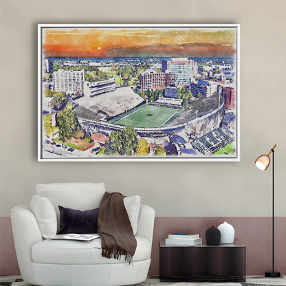 Vanderbilt Commodores, Vanderbilt Stadium at Dudley Field Watercolor, Sport Gift Art, Framed Canvas Print Wall Art