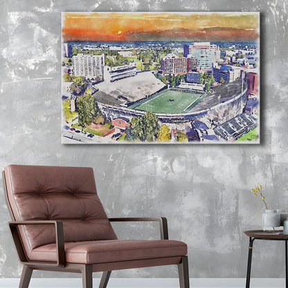Vanderbilt Commodores, Vanderbilt Stadium at Dudley Field Watercolor, Sport Art, Gifts for him, Canvas Print Wall Art