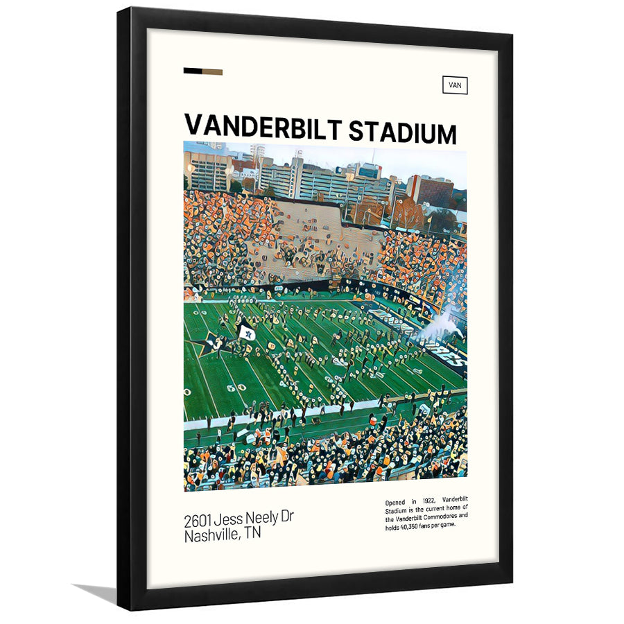 Vanderbilt Stadium Print, Vanderbilt Commodores Stadium Art, Gifts for him, Sport Art, Framed Art Print Wall Decor