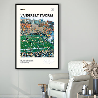 Vanderbilt Stadium Print, Vanderbilt Commodores Stadium Canvas Art, Man Cave Gift, Floating Framed Canvas Print Wall Art