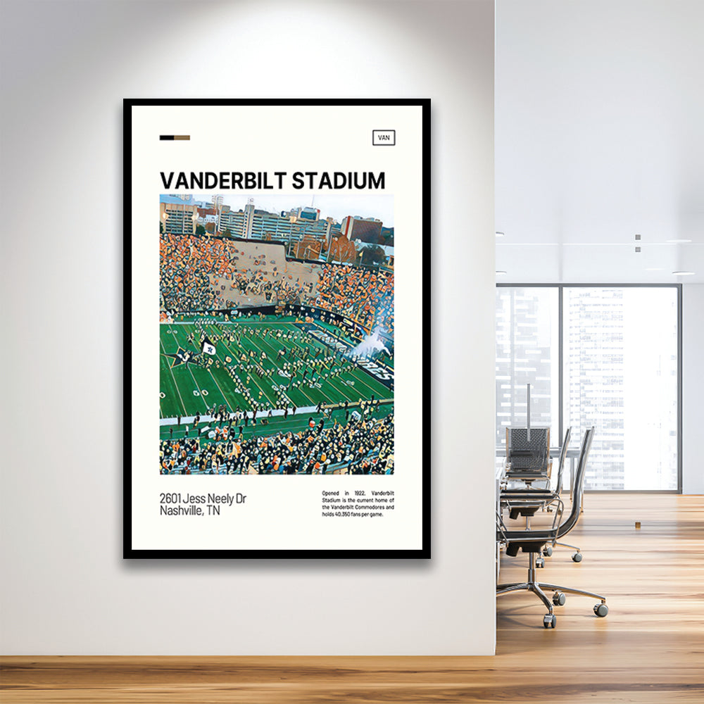 Vanderbilt Stadium Print, Vanderbilt Commodores Stadium Art, Gifts for him, Sport Art, Framed Art Print Wall Decor