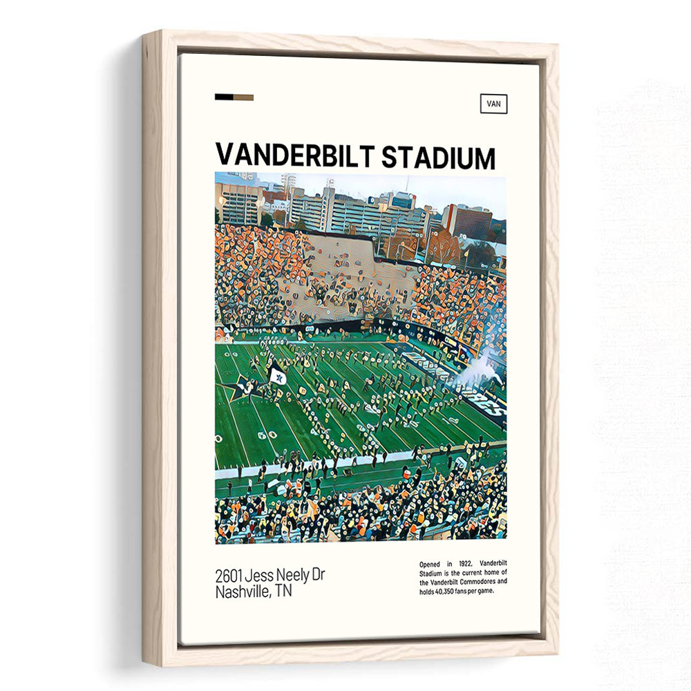 Vanderbilt Stadium Print, Vanderbilt Commodores Stadium Canvas Art, Man Cave Gift, Floating Framed Canvas Print Wall Art
