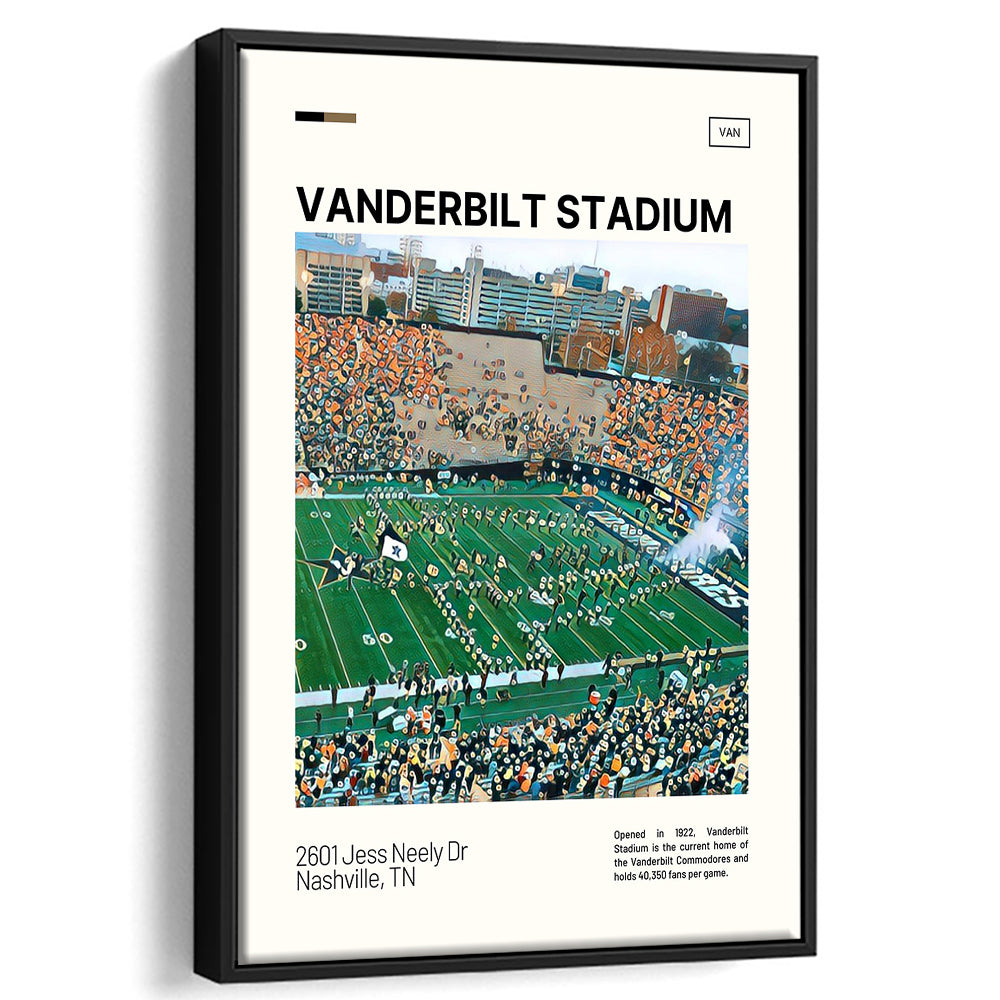 Vanderbilt Stadium Print, Vanderbilt Commodores Stadium Canvas Art, Man Cave Gift, Floating Framed Canvas Print Wall Art