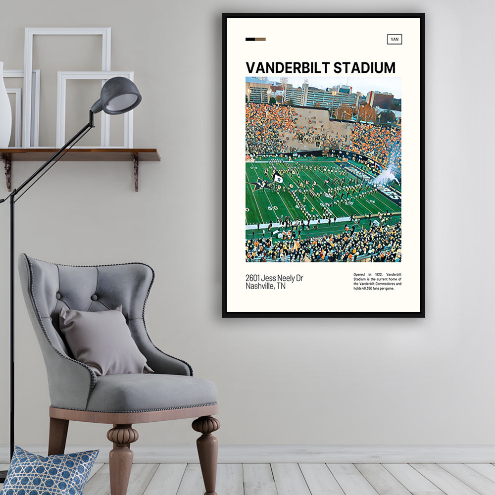 Vanderbilt Stadium Print, Vanderbilt Commodores Stadium Canvas Art, Man Cave Gift, Floating Framed Canvas Print Wall Art