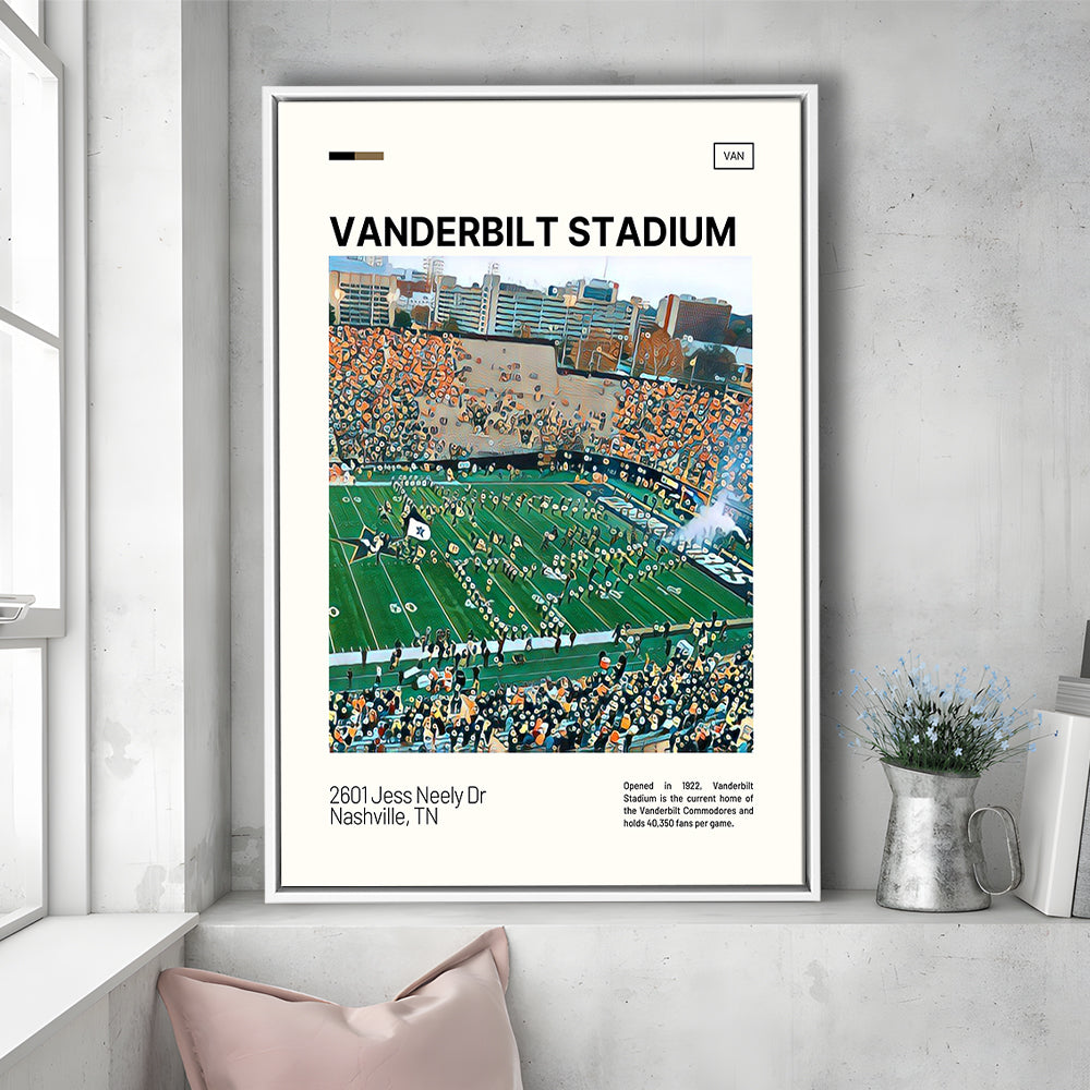 Vanderbilt Stadium Print, Vanderbilt Commodores Stadium Canvas Art, Man Cave Gift, Floating Framed Canvas Print Wall Art