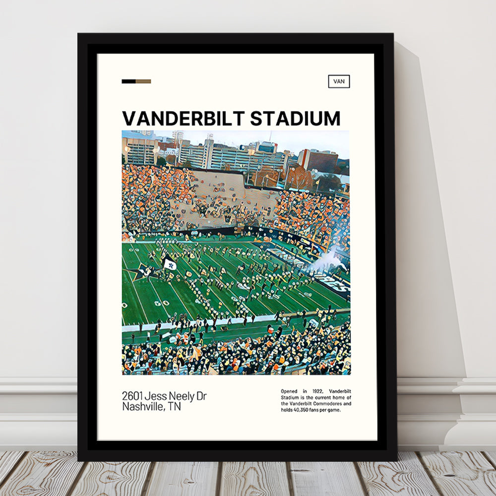 Vanderbilt Stadium Print, Vanderbilt Commodores Stadium Canvas Art, Man Cave Gift, Floating Framed Canvas Print Wall Art