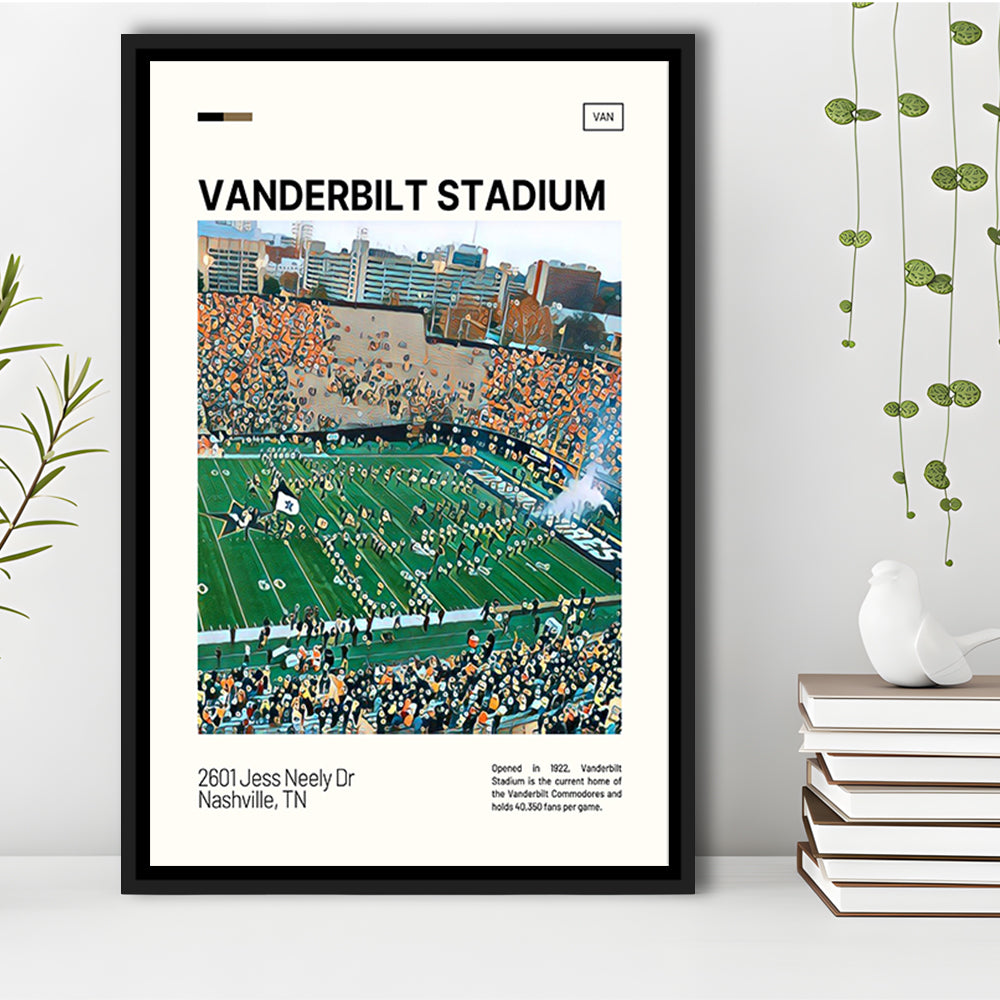 Vanderbilt Stadium Print, Vanderbilt Commodores Stadium Canvas Art, Man Cave Gift, Floating Framed Canvas Print Wall Art
