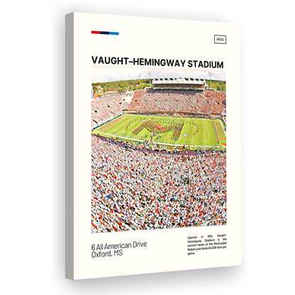 Vaught Hemingway Stadium Print, Ole Miss Rebels Stadium Canvas Art, Fan Gifts, Sport Art, Canvas Print Wall Art