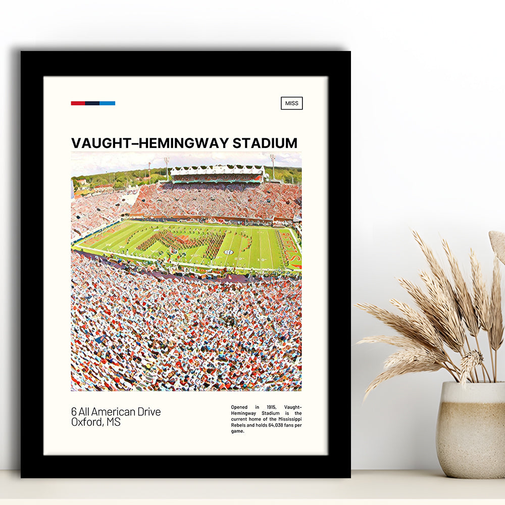 Vaught Hemingway Stadium Print, Ole Miss Rebels Stadium Art, Gifts for him, Sport Art, Framed Art Print Wall Decor
