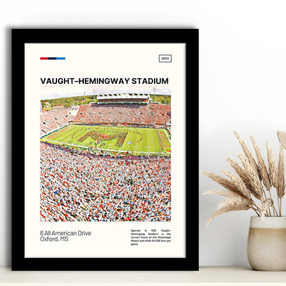 Vaught Hemingway Stadium Print, Ole Miss Rebels Stadium Art, Gifts for him, Sport Art, Framed Art Print Wall Decor