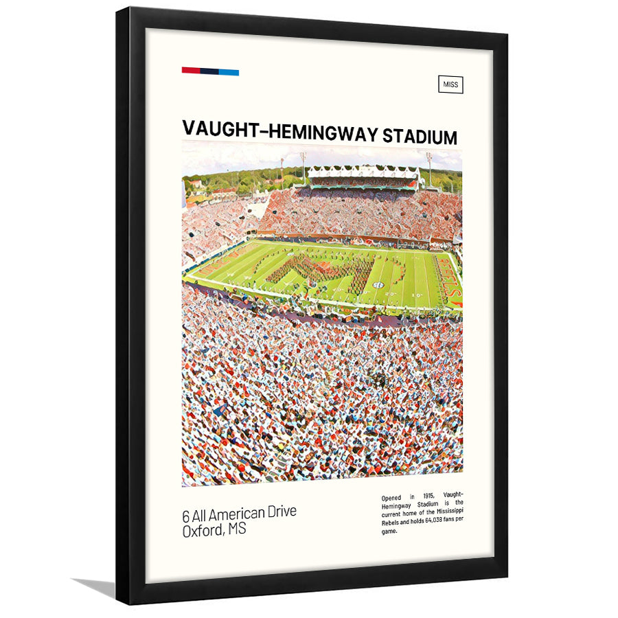 Vaught Hemingway Stadium Print, Ole Miss Rebels Stadium Art, Gifts for him, Sport Art, Framed Art Print Wall Decor