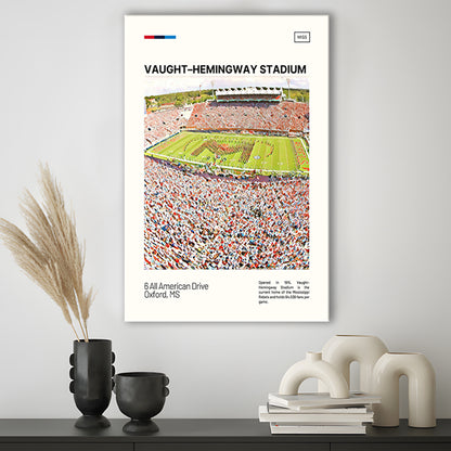 Vaught Hemingway Stadium Print, Ole Miss Rebels Stadium Canvas Art, Fan Gifts, Sport Art, Canvas Print Wall Art