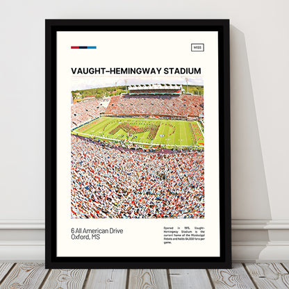 Vaught Hemingway Stadium Print, Ole Miss Rebels Stadium Canvas Art, Man Cave Gift, Floating Framed Canvas Print Wall Art