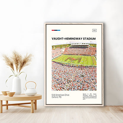 Vaught Hemingway Stadium Print, Ole Miss Rebels Stadium Canvas Art, Man Cave Gift, Floating Framed Canvas Print Wall Art