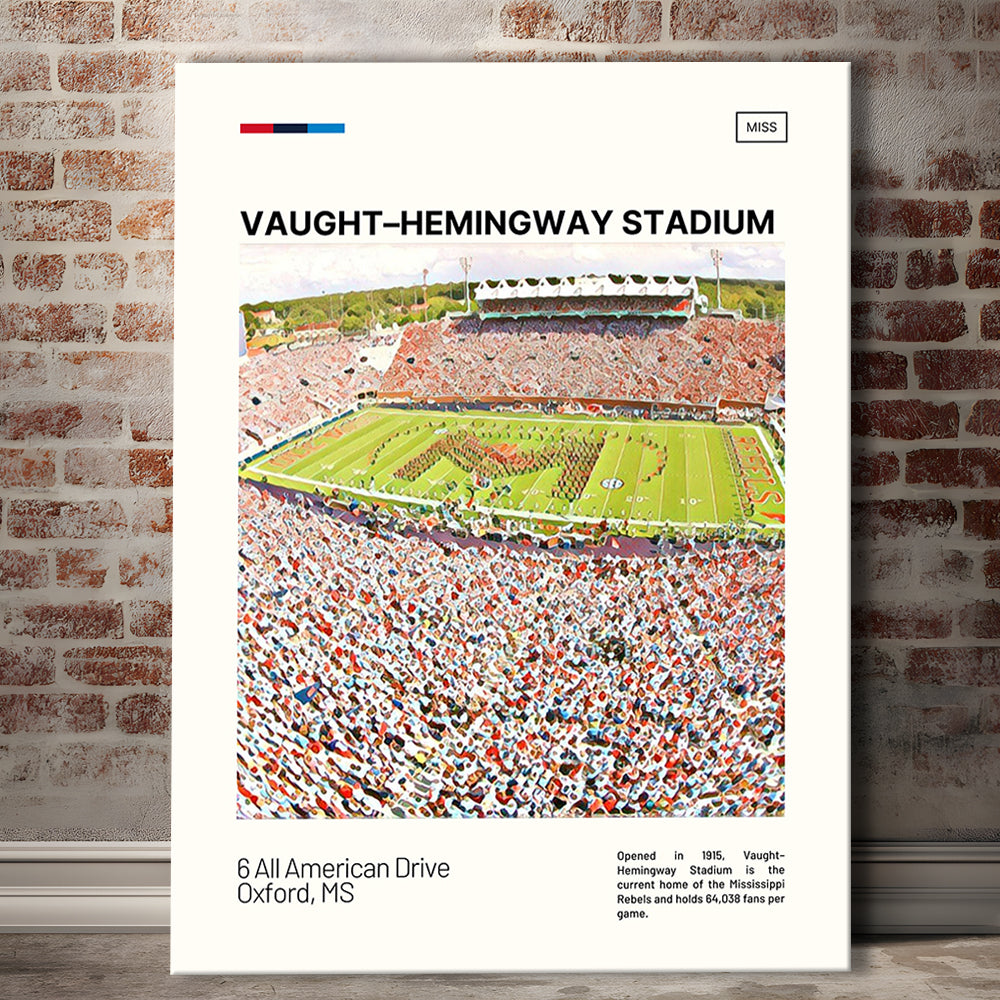 Vaught Hemingway Stadium Print, Ole Miss Rebels Stadium Canvas Art, Fan Gifts, Sport Art, Canvas Print Wall Art