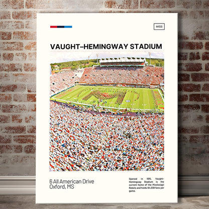Vaught Hemingway Stadium Print, Ole Miss Rebels Stadium Canvas Art, Fan Gifts, Sport Art, Canvas Print Wall Art