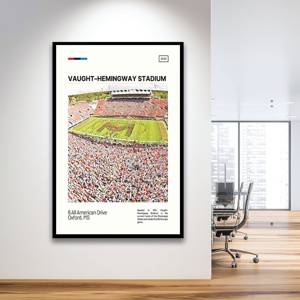 Vaught Hemingway Stadium Print, Ole Miss Rebels Stadium Art, Gifts for him, Sport Art, Framed Art Print Wall Decor