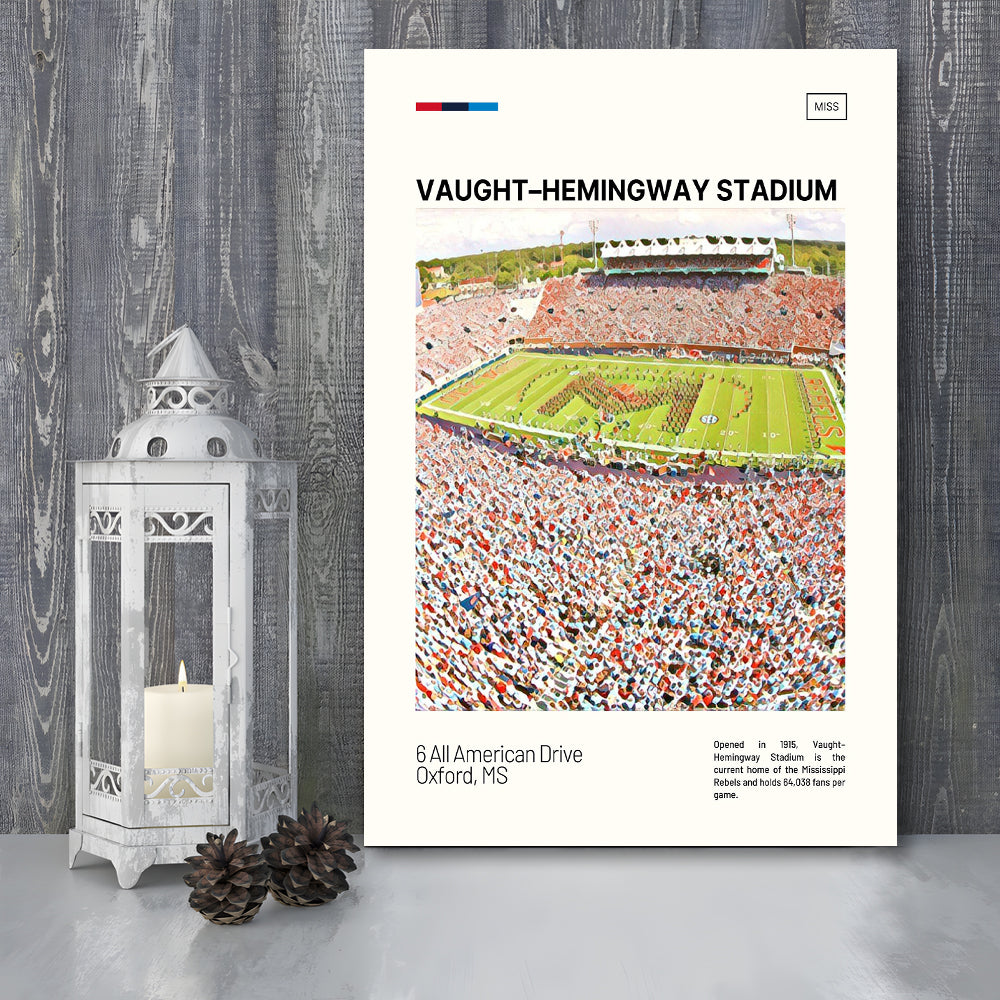 Vaught Hemingway Stadium Print, Ole Miss Rebels Stadium Canvas Art, Fan Gifts, Sport Art, Canvas Print Wall Art